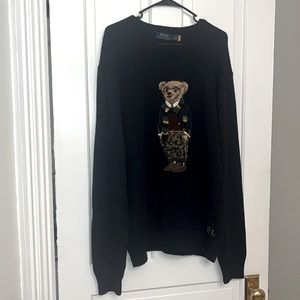 Polo Ralph Lauren (L/G)Navy Blue Crew Neck Polo Bear Knitted Sweater